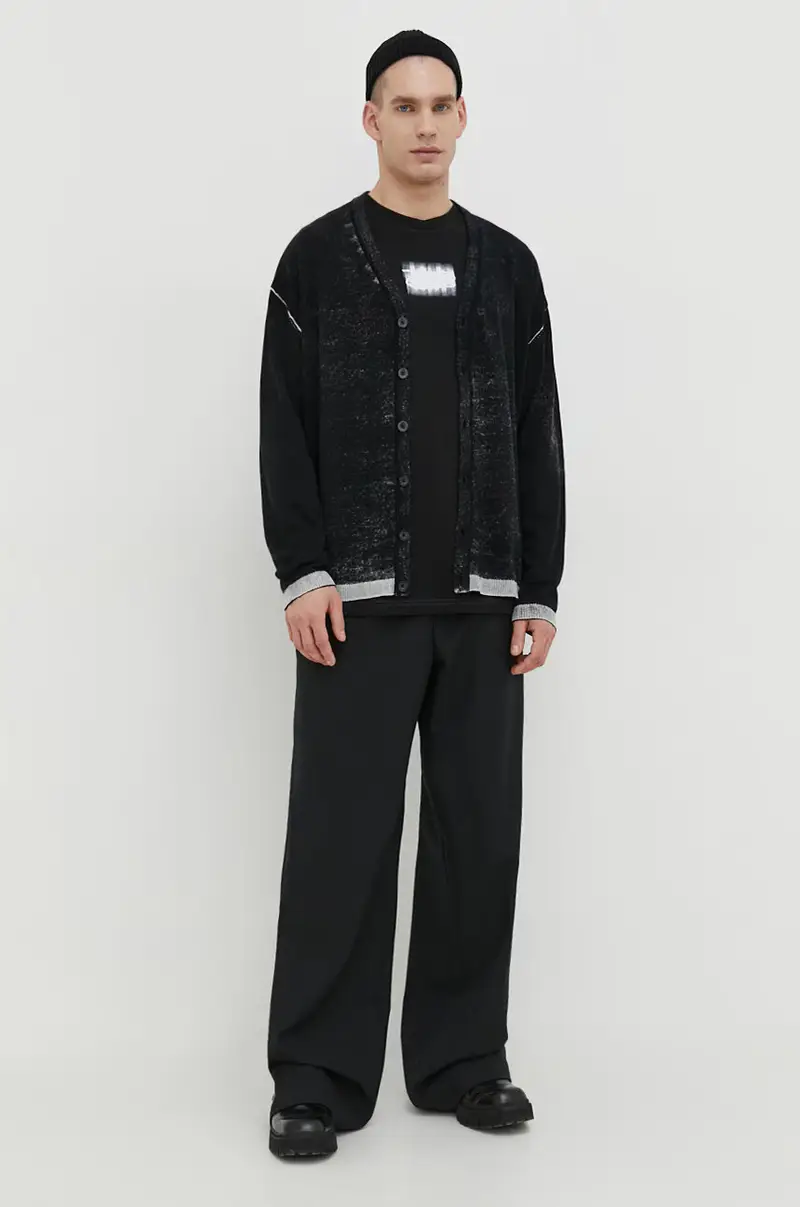 cardigan in cotone colore nero miniatura 2