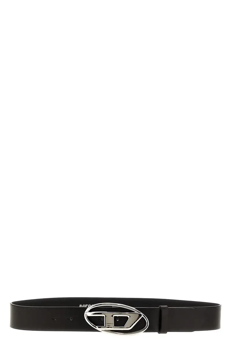Diesel Cintura B-1DR Nero in pelle con fibbia logo