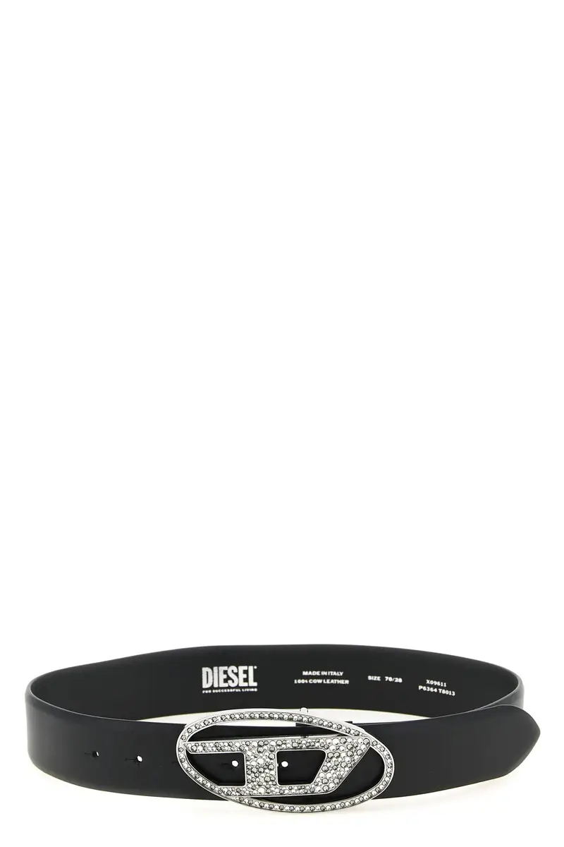 Diesel Cintura B-1Dr Strass Nero in pelle