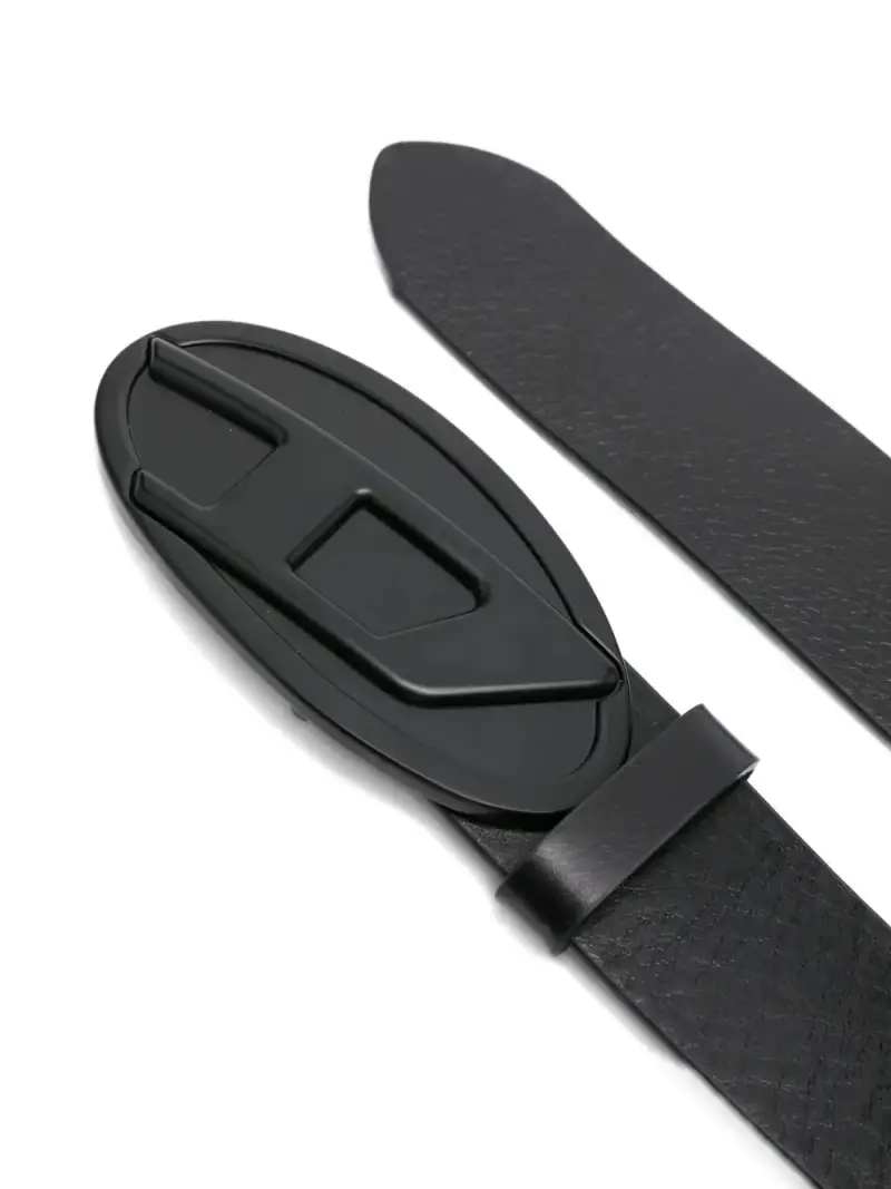Diesel Cintura in pelle nera con fibbia iconica miniatura 2