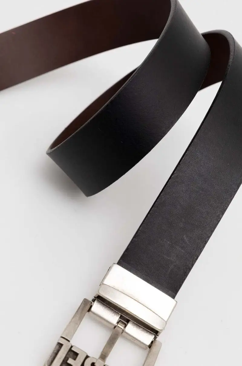 cintura in pelle bilaterale uomo colore nero miniatura 2