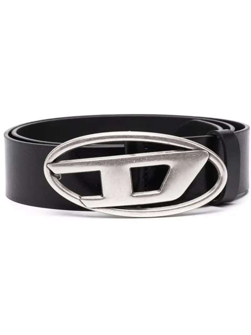 Cintura in pelle con fibbia a D NERO