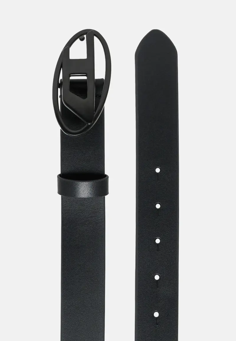 Cintura nera per uomo e donna arricchita da fibbia con logo Oval miniatura 2