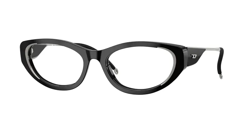 DIESEL Donna DL4004F  2001 Montature da vista Acetato Nero Trasparente Cat Eye Normale