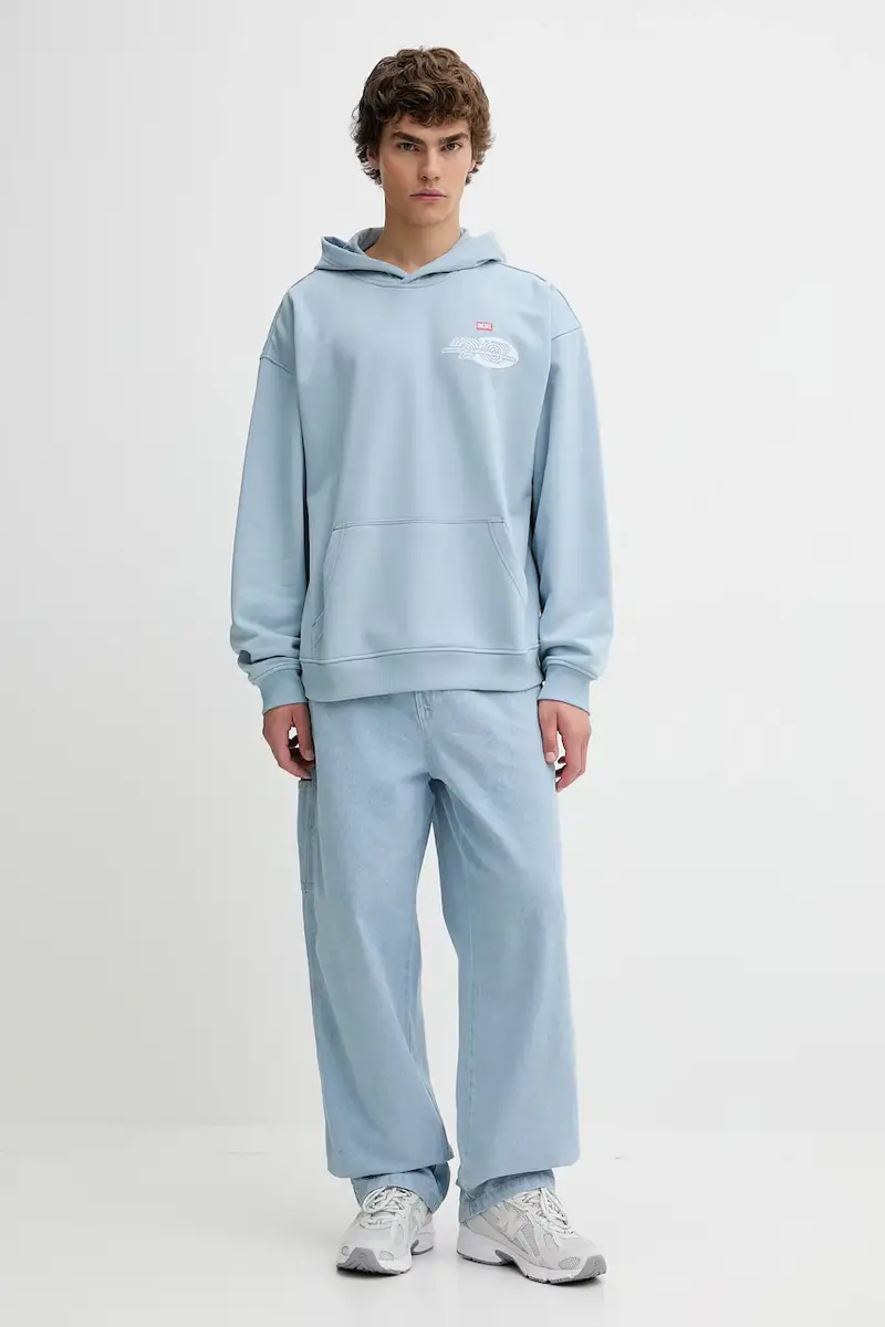 felpa BOXT-HOOD-T5 uomo colore blu con cappuccio A18728.0HYAT miniatura 2