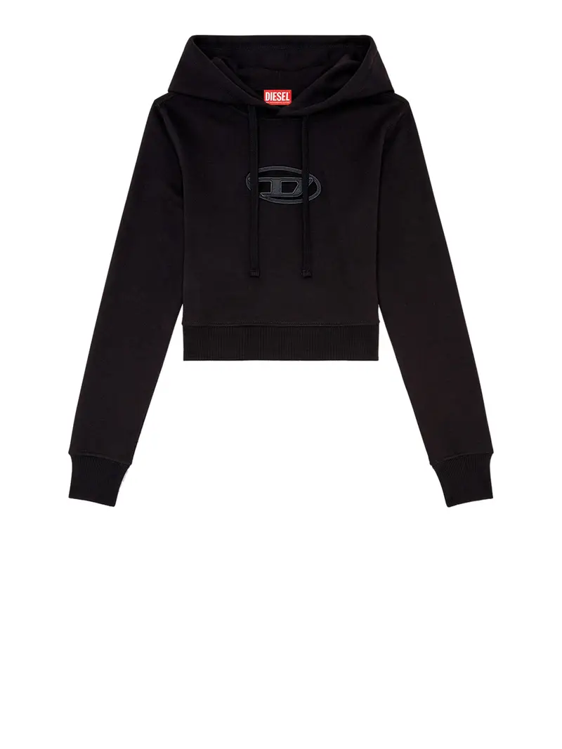 felpa cappuccio diesel slimmy hood da donna - nero