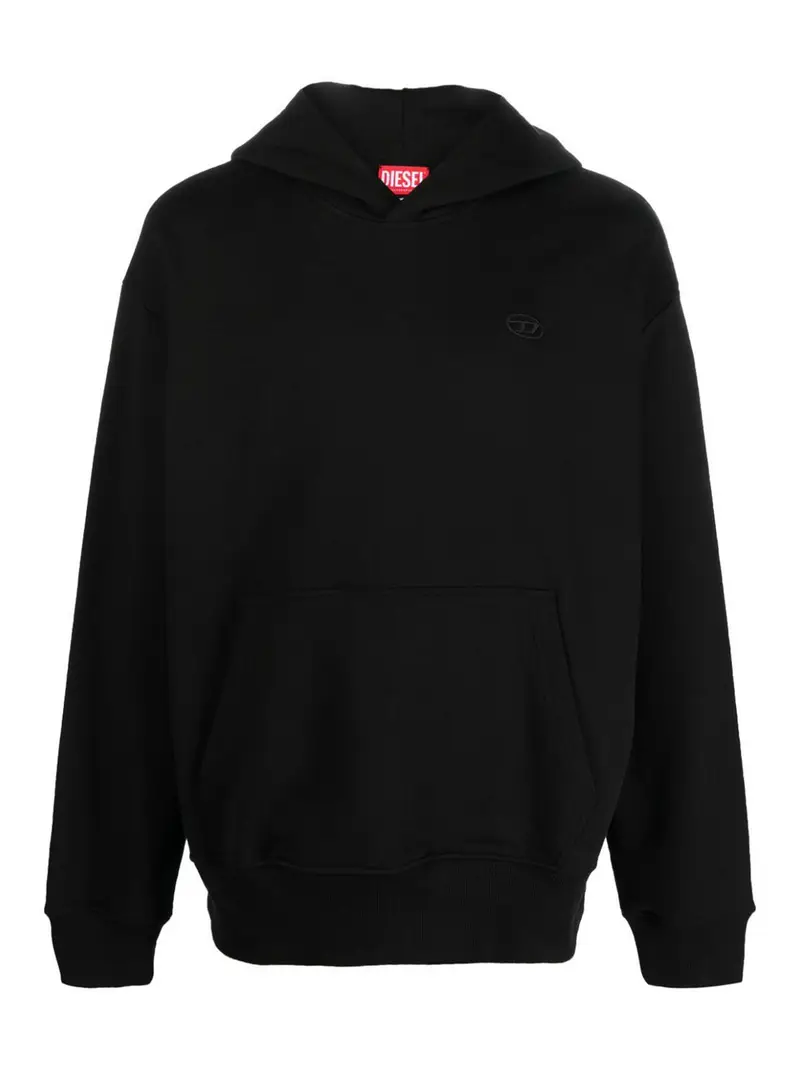 Felpa con cappuccio ricamata con logo S-macs Nero