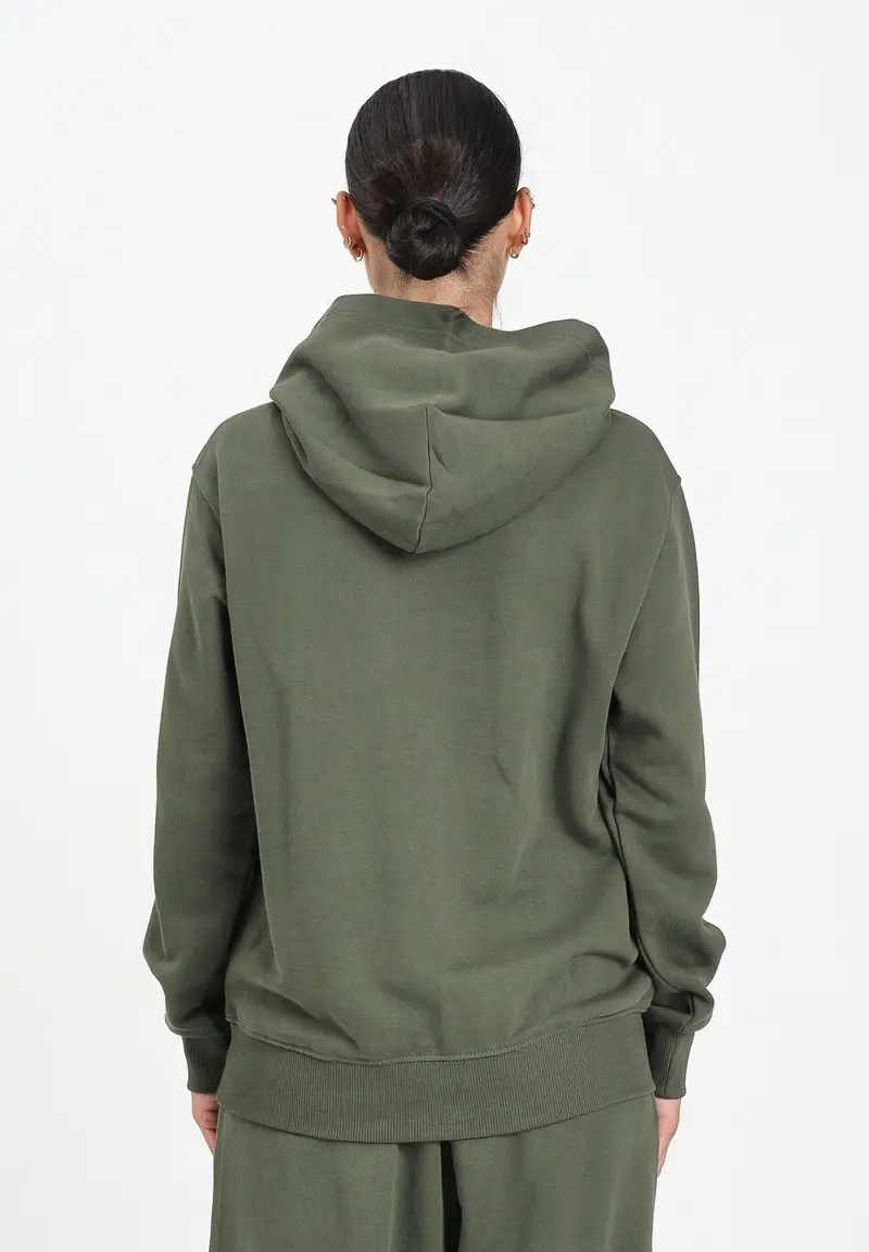 DIESEL Felpa con cappuccio verde militare per donna, ragazzi e bambini rifinita da patch D miniatura 3