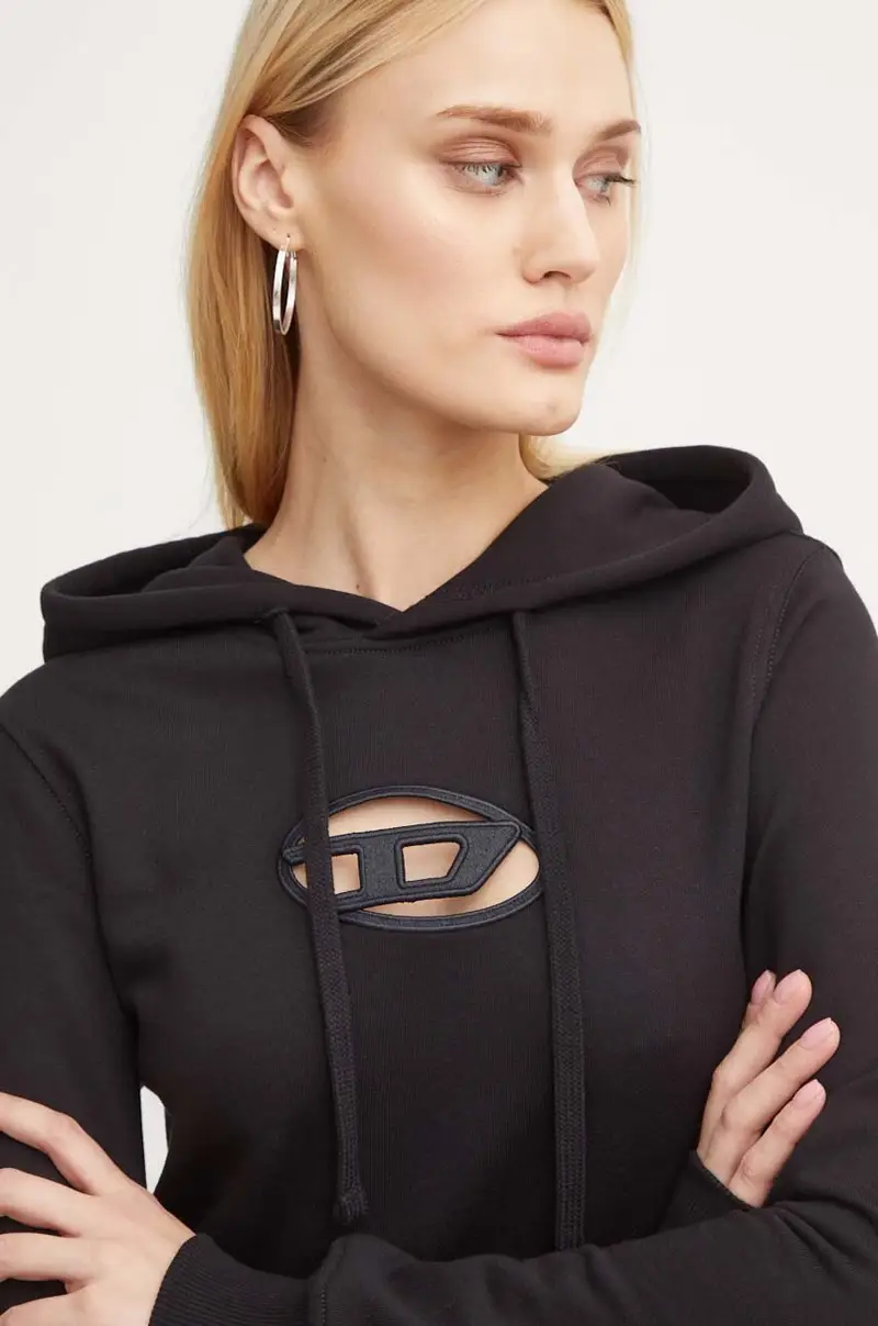 felpa F-SLIMMY-HOOD-OD donna colore nero con cappuccio con applicazione A15714.0GRAC miniatura 4