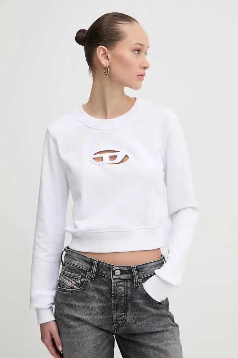 felpa F-SLIMMY-OD SWEAT-SHIRT donna colore bianco con applicazione A09931.0GRAC
