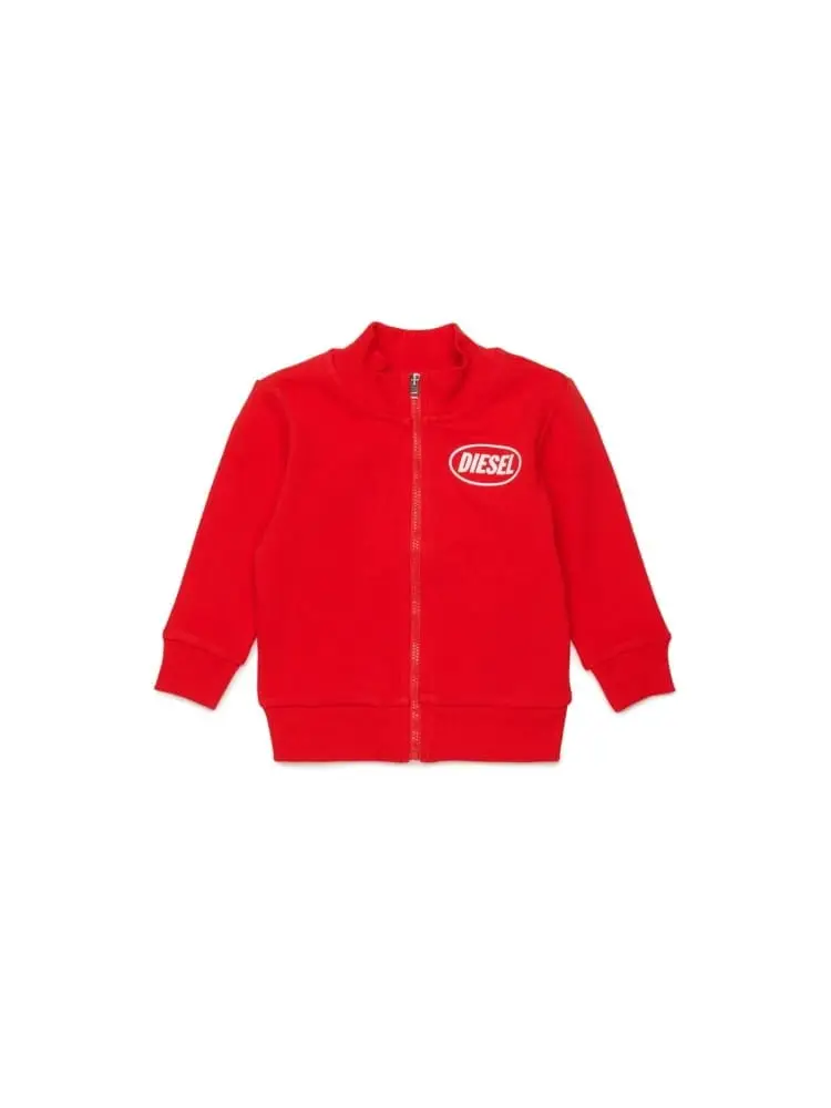 felpa full zip infant in cotone rosso con logo