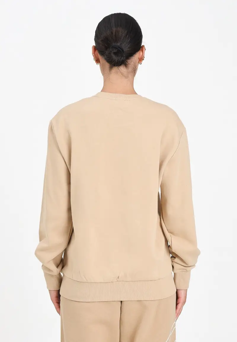 DIESEL Felpa girocollo beige per donna, ragazzi e bambini con logo Oval D multi-layered miniatura 3