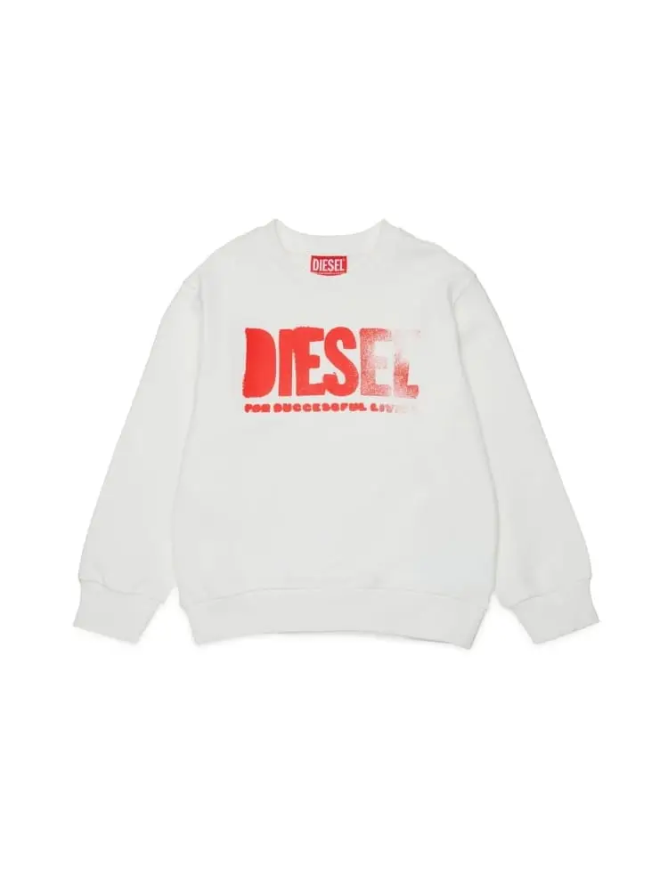 felpa girocollo kids/junior over fit in cotone bianco con logo