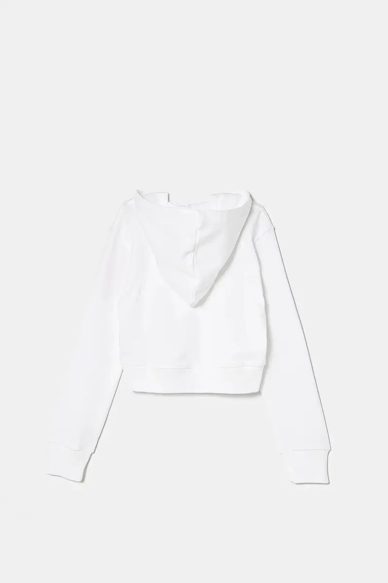 felpa in cotone bambino/a SCUOREHOOD SWEAT-SHIRT colore bianco con cappuccio J02229 miniatura 2