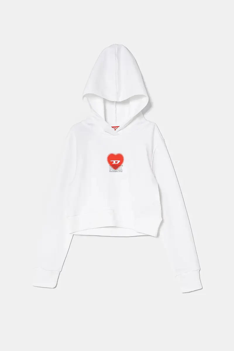 felpa in cotone bambino/a SCUOREHOOD SWEAT-SHIRT colore bianco con cappuccio J02229