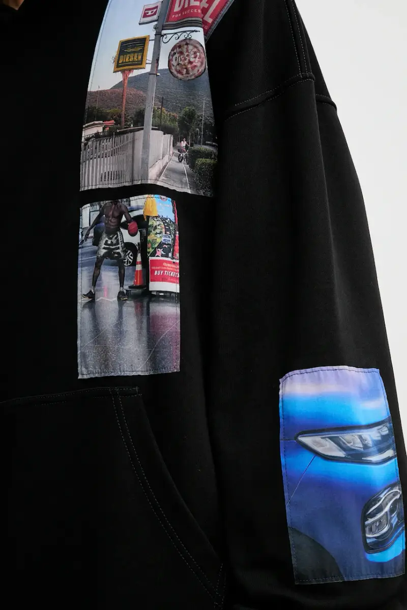 felpa in cotone BOXT-HOOD-T6 uomo colore nero con cappuccio con applicazione A19642.0BMBJ miniatura 5