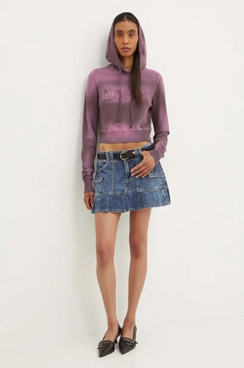 felpa in cotone F-SLIMMY-HOOD-P1 donna colore violetto con cappuccio A14184.0IPAP miniatura 2