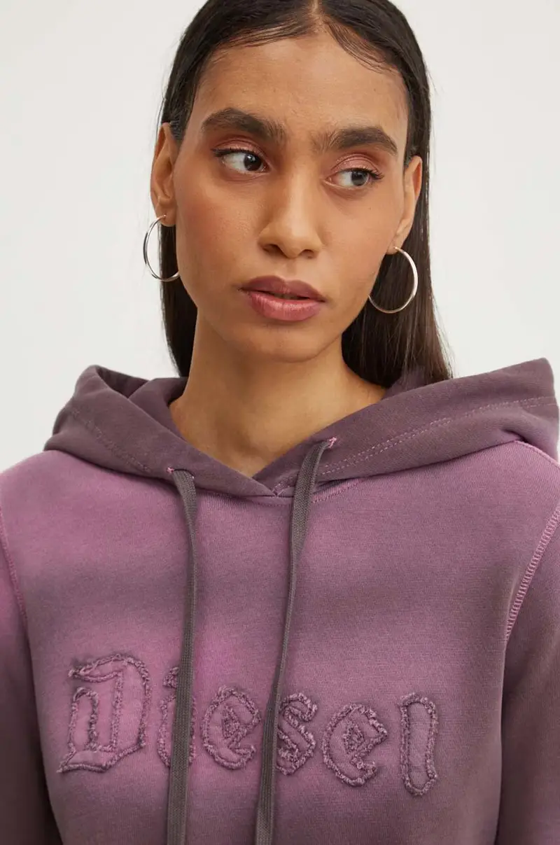 felpa in cotone F-SLIMMY-HOOD-P1 donna colore violetto con cappuccio A14184.0IPAP miniatura 4