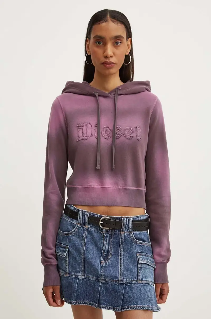 felpa in cotone F-SLIMMY-HOOD-P1 donna colore violetto con cappuccio A14184.0IPAP