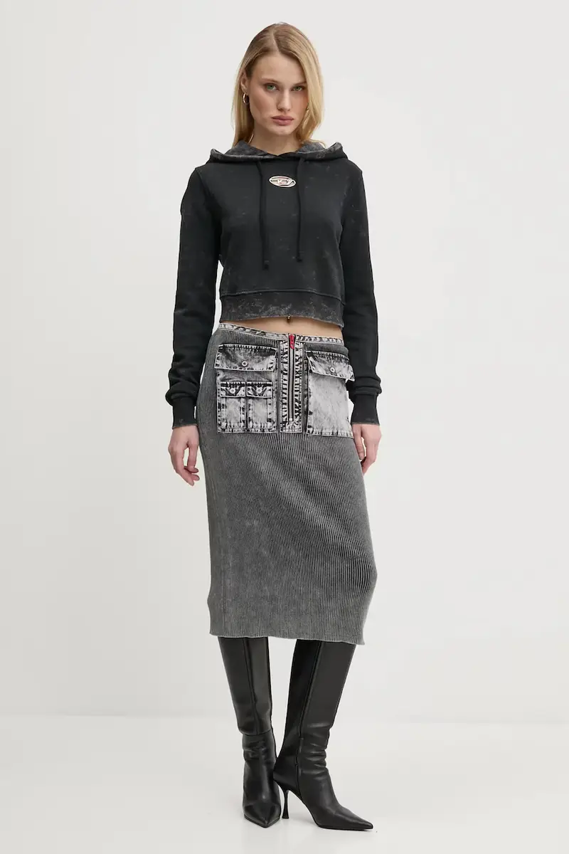 felpa in cotone F-SLIMMY-HOOD-P5 SWEAT-SHIRT donna colore nero con cappuccio A14492.0IPAC miniatura 2