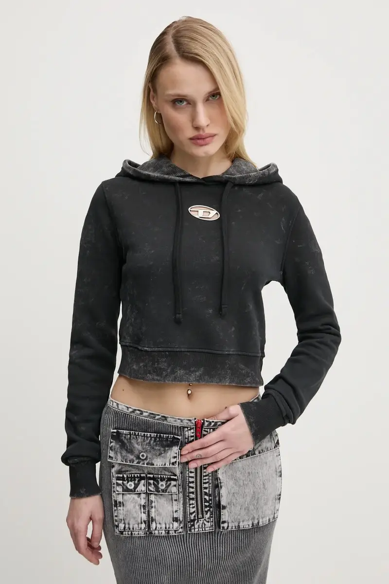 felpa in cotone F-SLIMMY-HOOD-P5 SWEAT-SHIRT donna colore nero con cappuccio A14492.0IPAC miniatura 4
