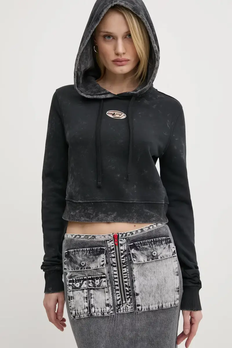 felpa in cotone F-SLIMMY-HOOD-P5 SWEAT-SHIRT donna colore nero con cappuccio A14492.0IPAC