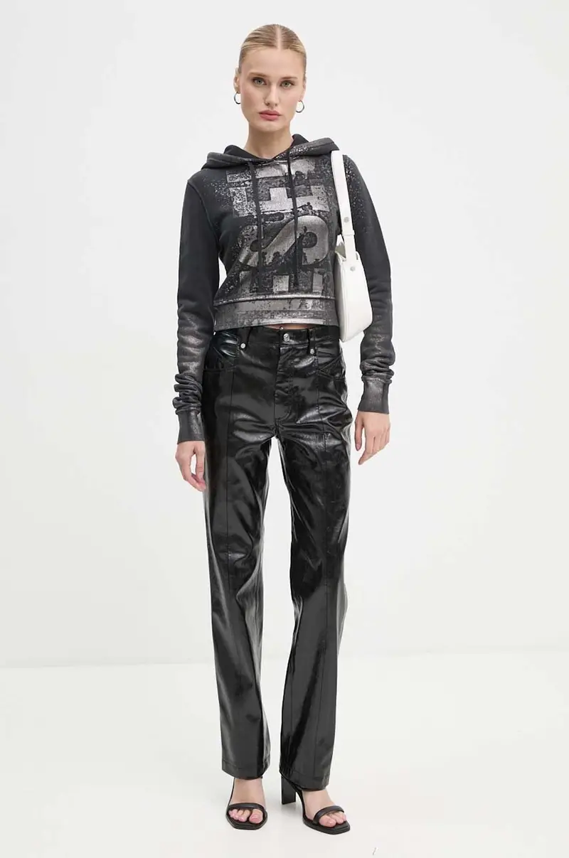 felpa in cotone F-SLIMMY-HOOD-P6 donna colore grigio con cappuccio A14969.0AJEA miniatura 2