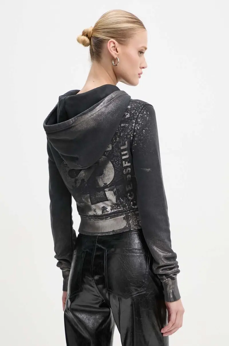 felpa in cotone F-SLIMMY-HOOD-P6 donna colore grigio con cappuccio A14969.0AJEA miniatura 3