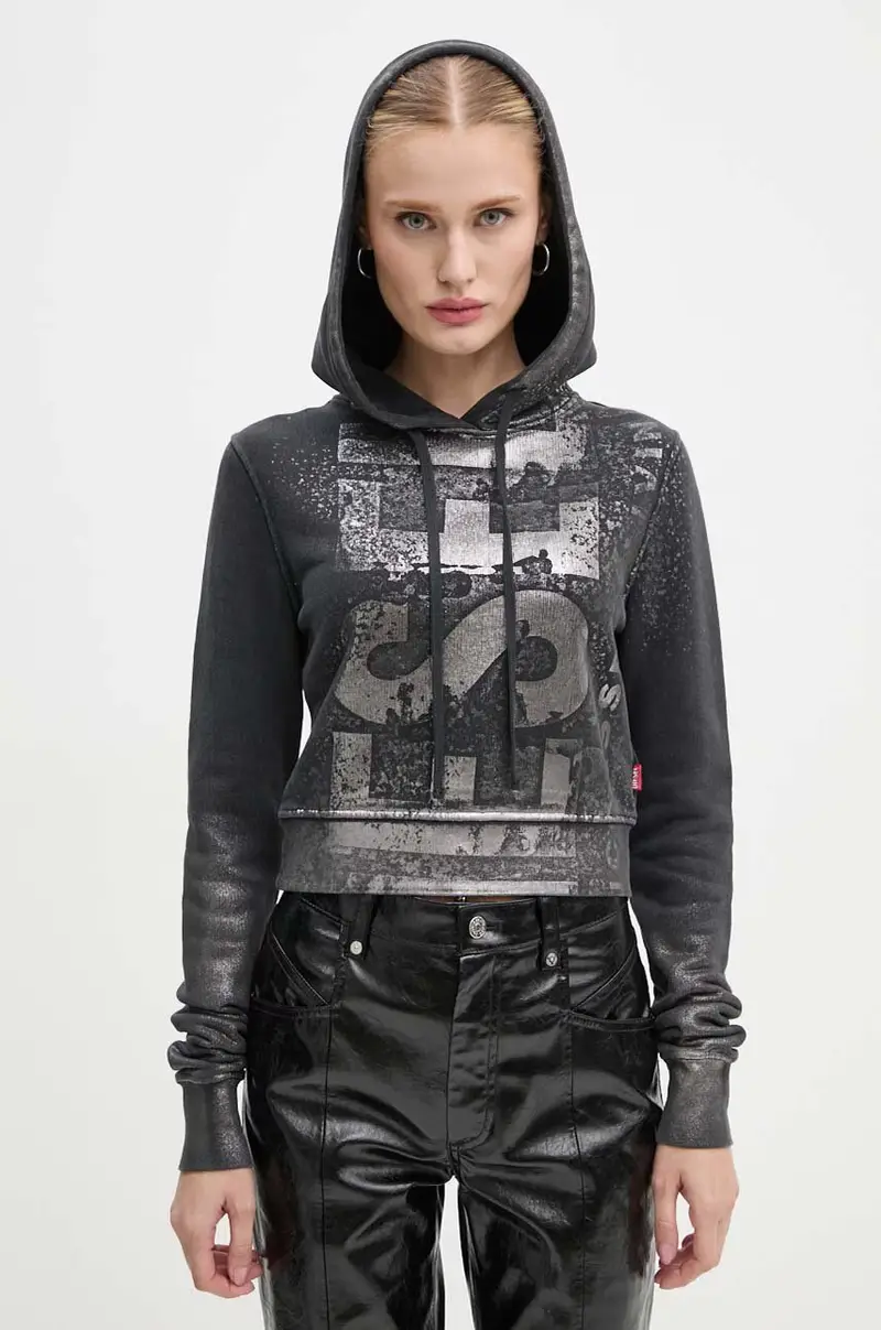 felpa in cotone F-SLIMMY-HOOD-P6 donna colore grigio con cappuccio A14969.0AJEA