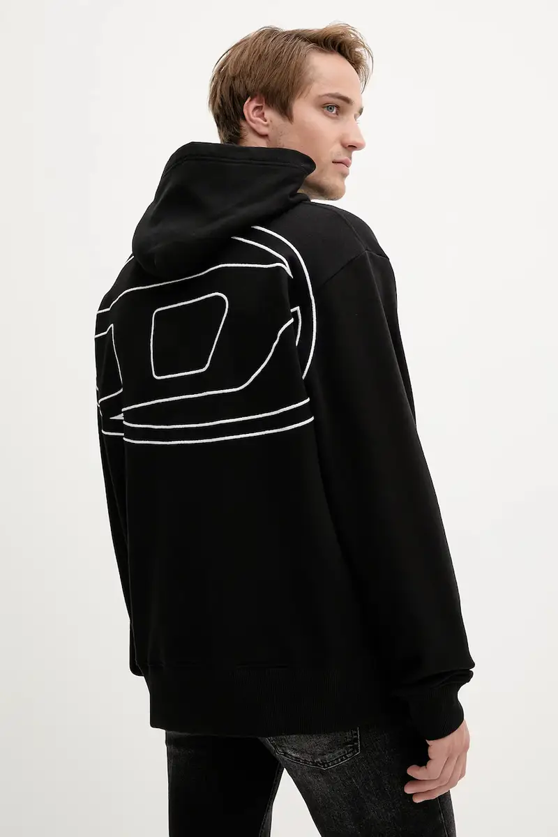 felpa in cotone MACS-HOOD-MEGOVAL-D uomo colore nero con cappuccio A11304.0GYCJ