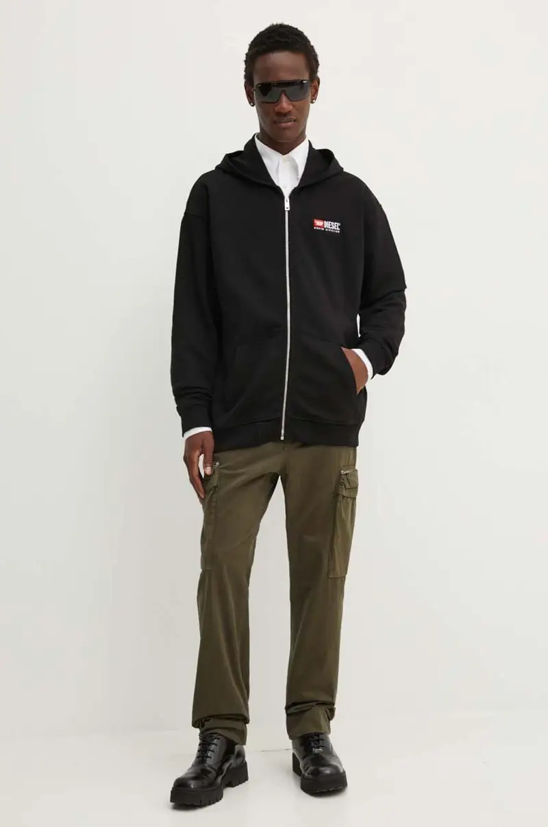 felpa in cotone S-BOXT-HOOD-ZIP-DIV uomo colore nero con cappuccio A14946.0GEAD miniatura 2