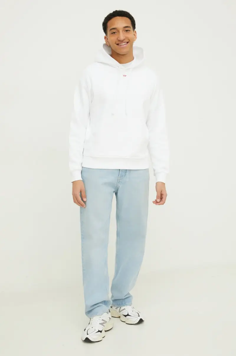 felpa in cotone uomo colore bianco con cappuccio miniatura 2