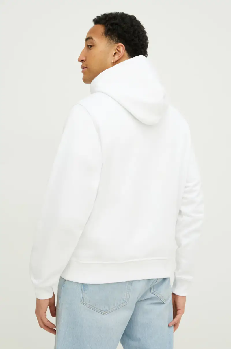 felpa in cotone uomo colore bianco con cappuccio miniatura 3