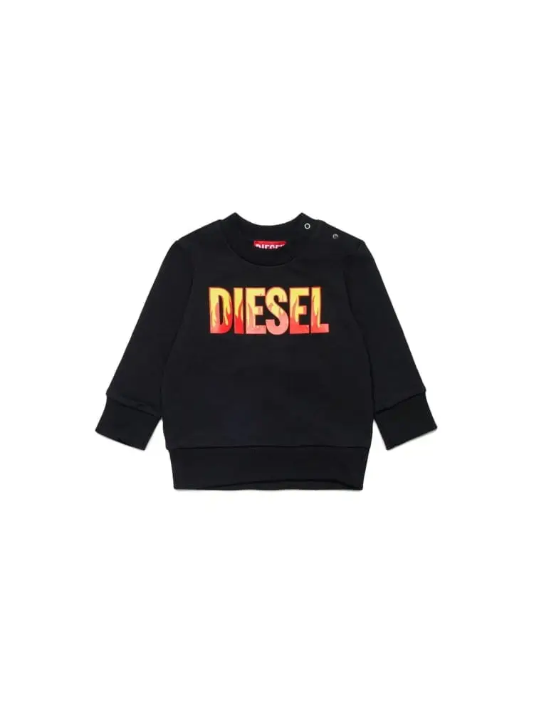 felpa infant in cotone nero con logo fiamme