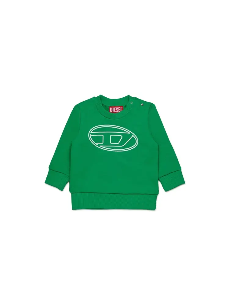 felpa infant in cotone verde girocollo con maxi logo oval d