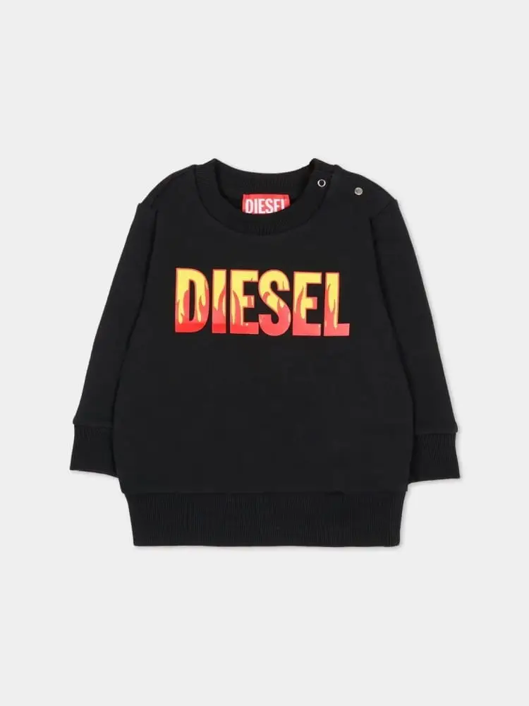 felpa nera neonato maxi logo