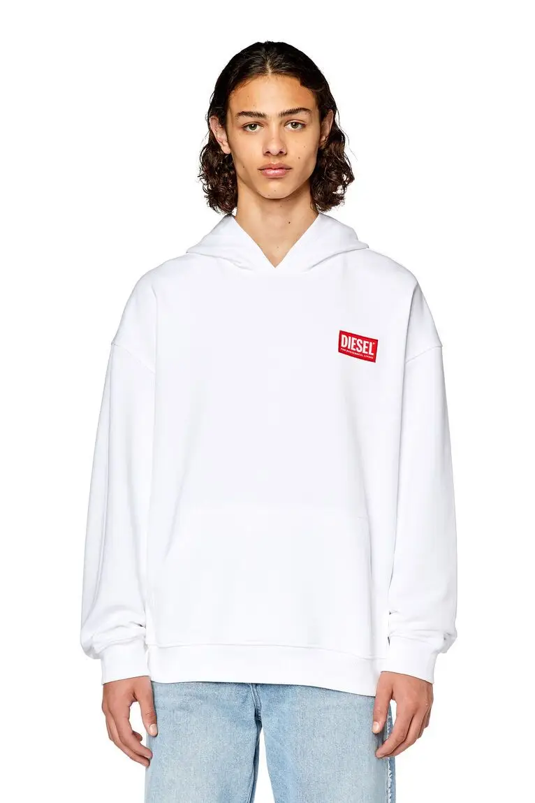 felpa uomo diesel a11592 0ilac nlabel-hood-l1 100 WHITE