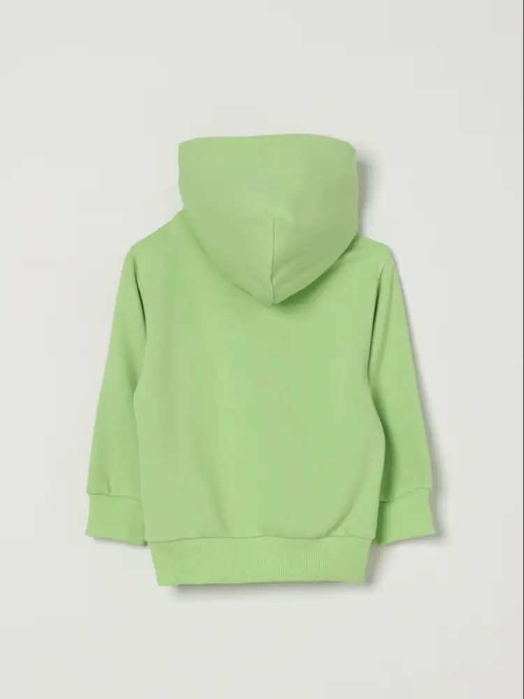 felpa verde uomo in cotone con cappuccio logo a contrasto miniatura 2