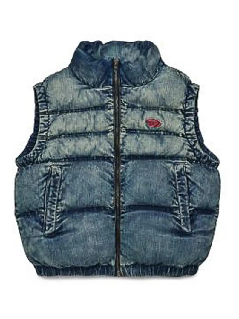 Giubbino Smanicato Con Logo Blu