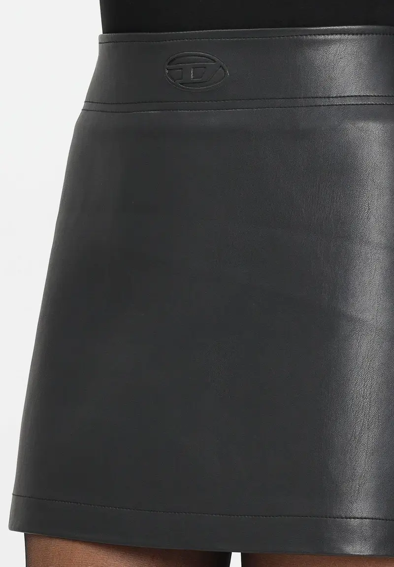 DIESEL Gonna corta nera per donna e ragazze in tessuto spalmato miniatura 2