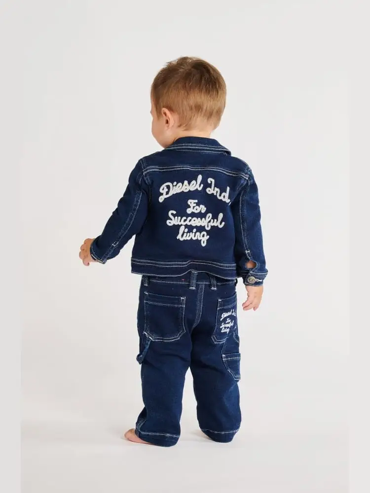 joggjeans infant relaxed fit blu medio con logo ricamato miniatura 2