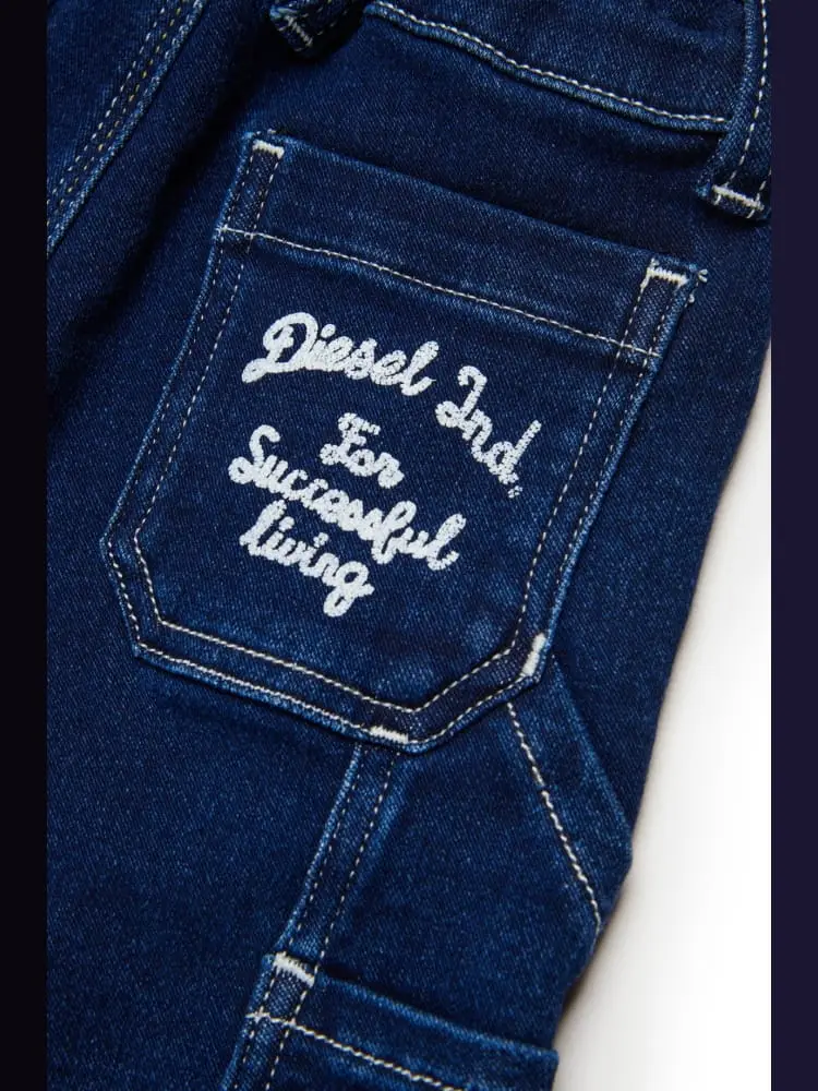 joggjeans infant relaxed fit blu medio con logo ricamato miniatura 4