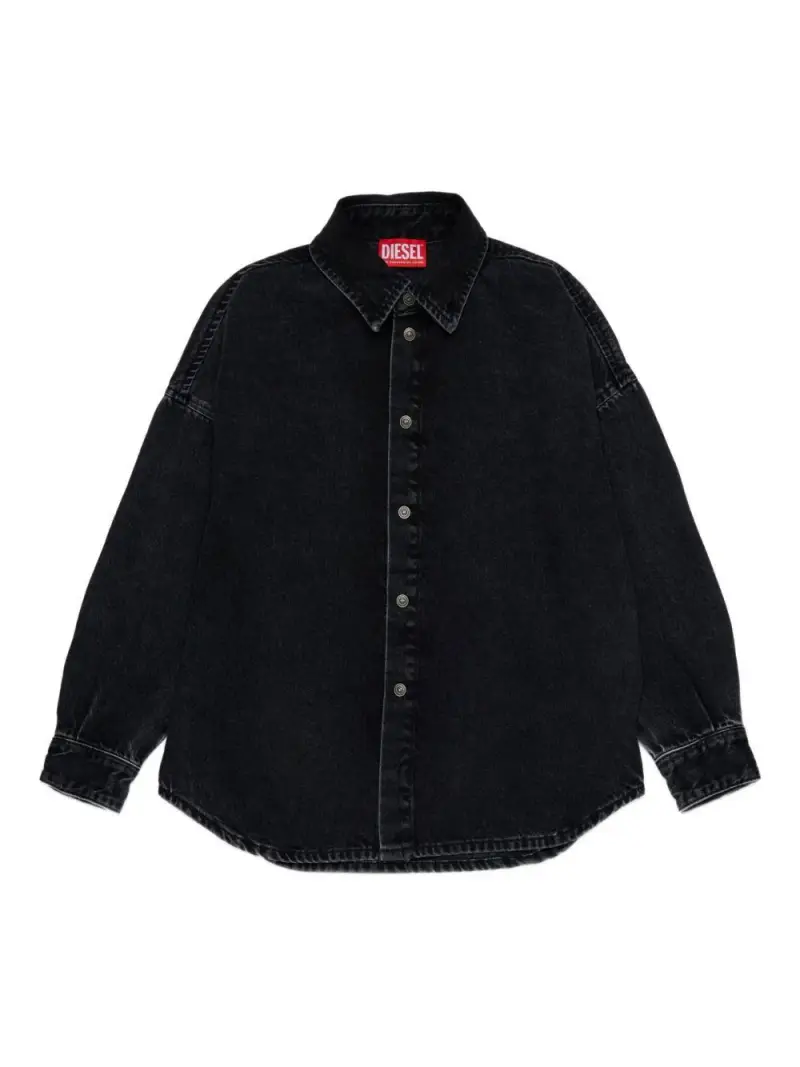 Camicia C-Kama in Cotone con Abbottonatura Frontale Denim Nero