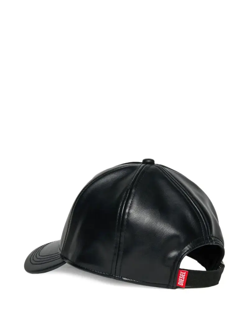 Cappello in Pelle Sintetica con Logo Goffrato Nero miniatura 3