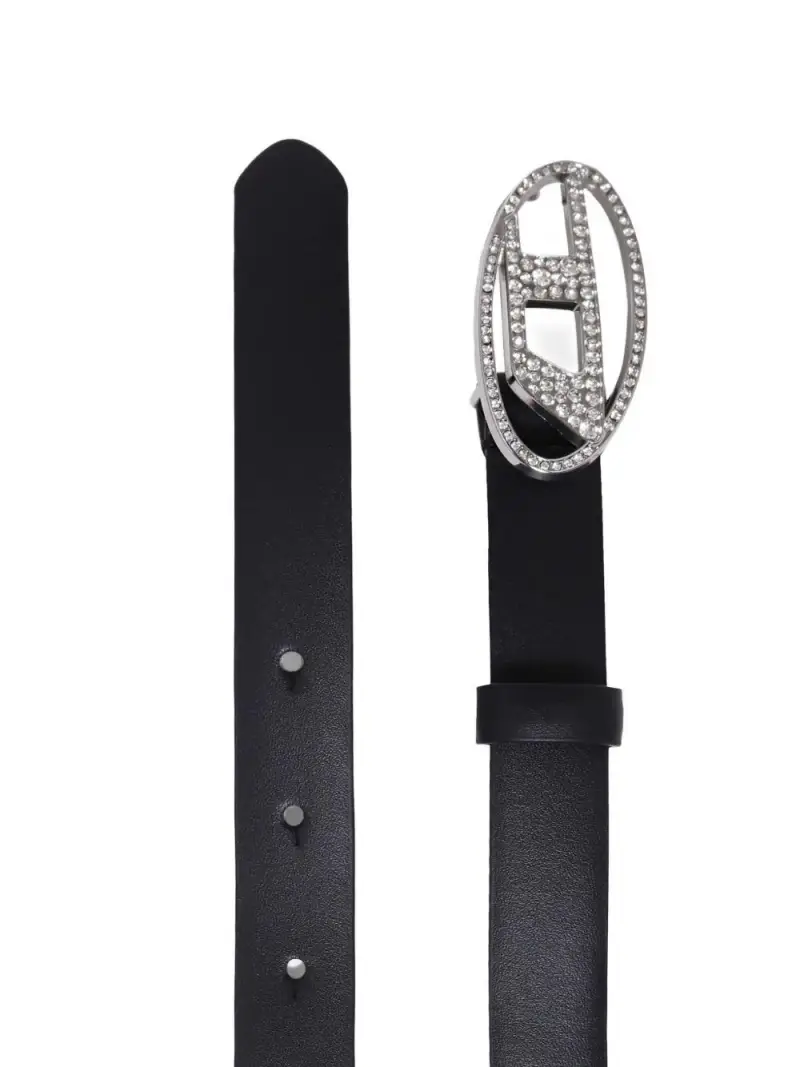 Cintura con Fibbia Logata e Cristalli Nera miniatura 2