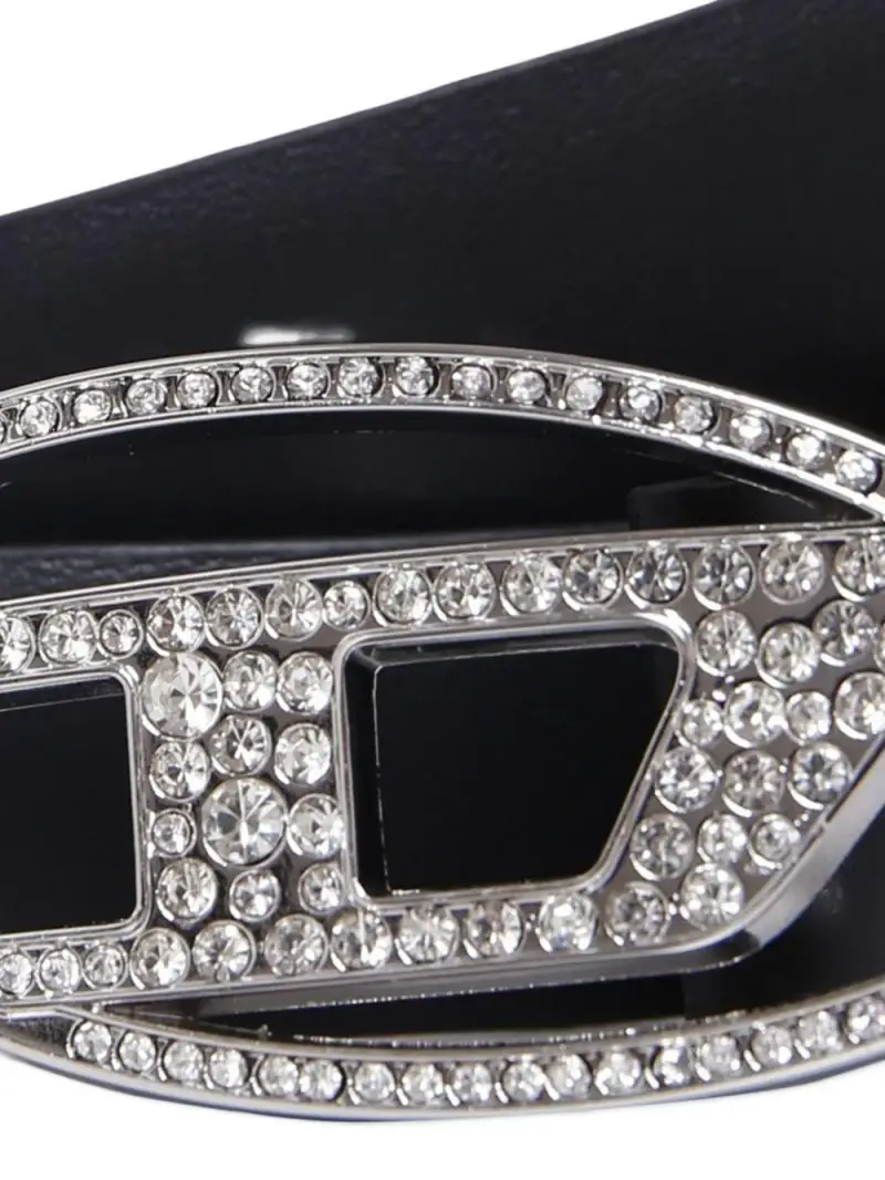 Cintura con Fibbia Logata e Cristalli Nera miniatura 3