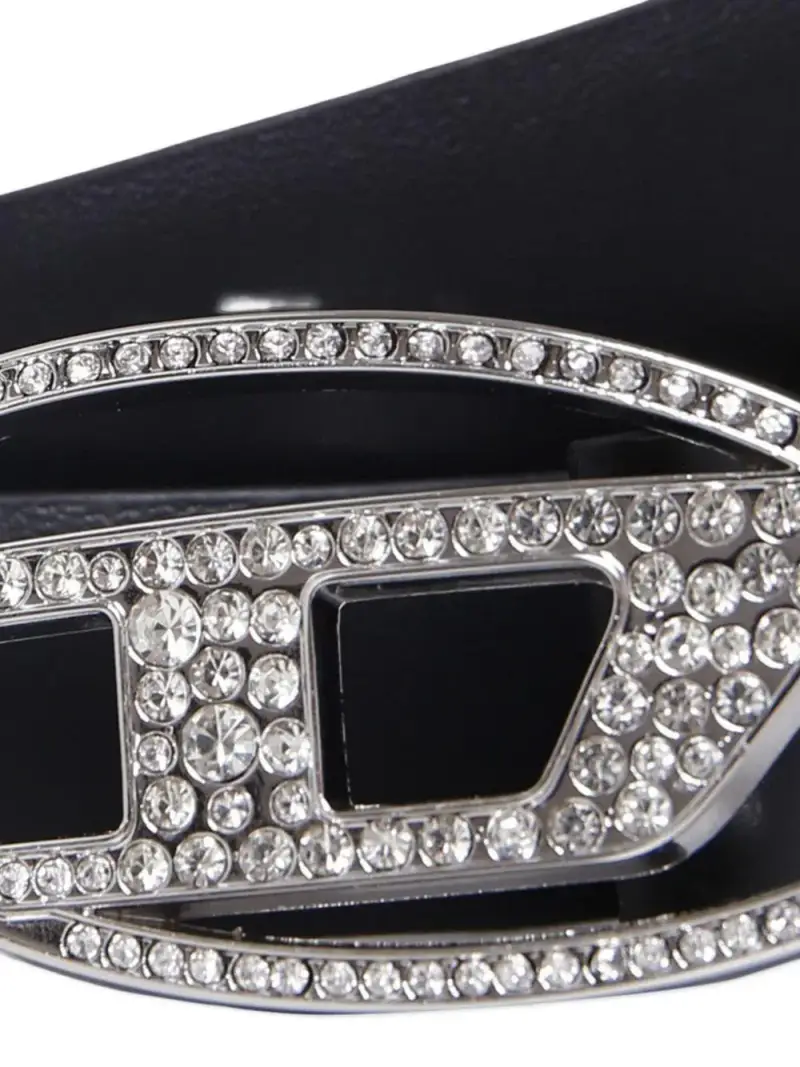 Cintura con Fibbia Logata e Cristalli Nero miniatura 3