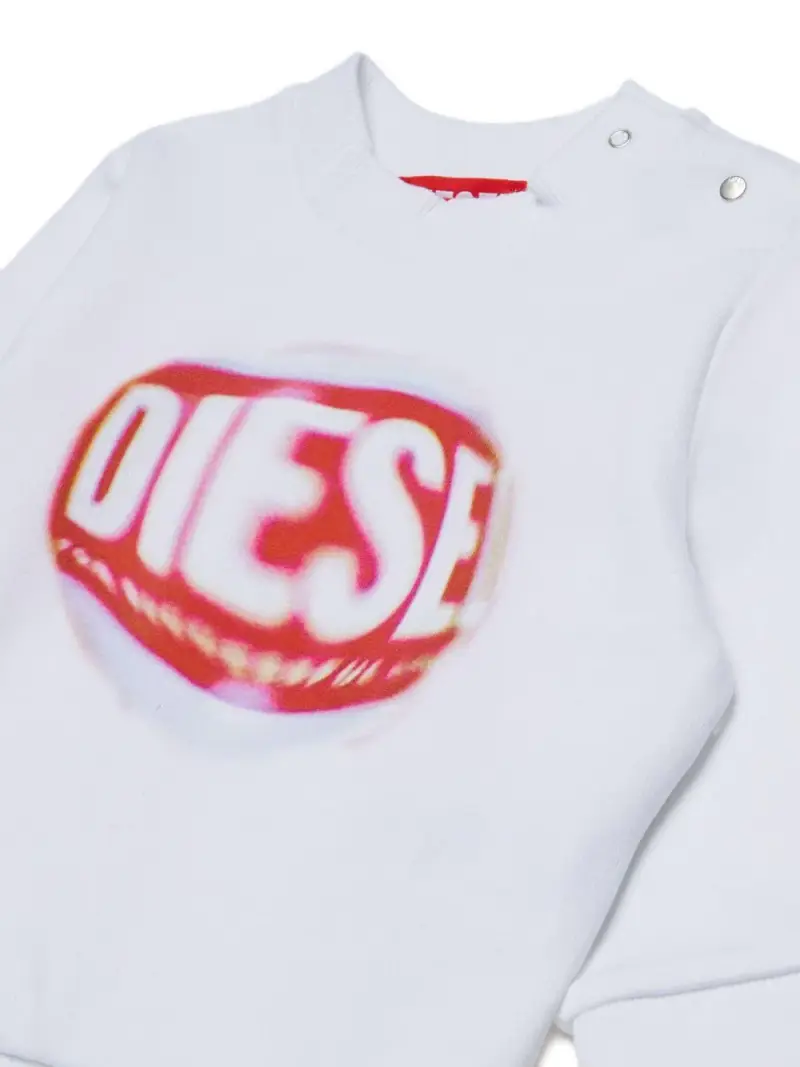 Felpa Bianca con Logo e Bottoni a Pressione Bianco miniatura 3