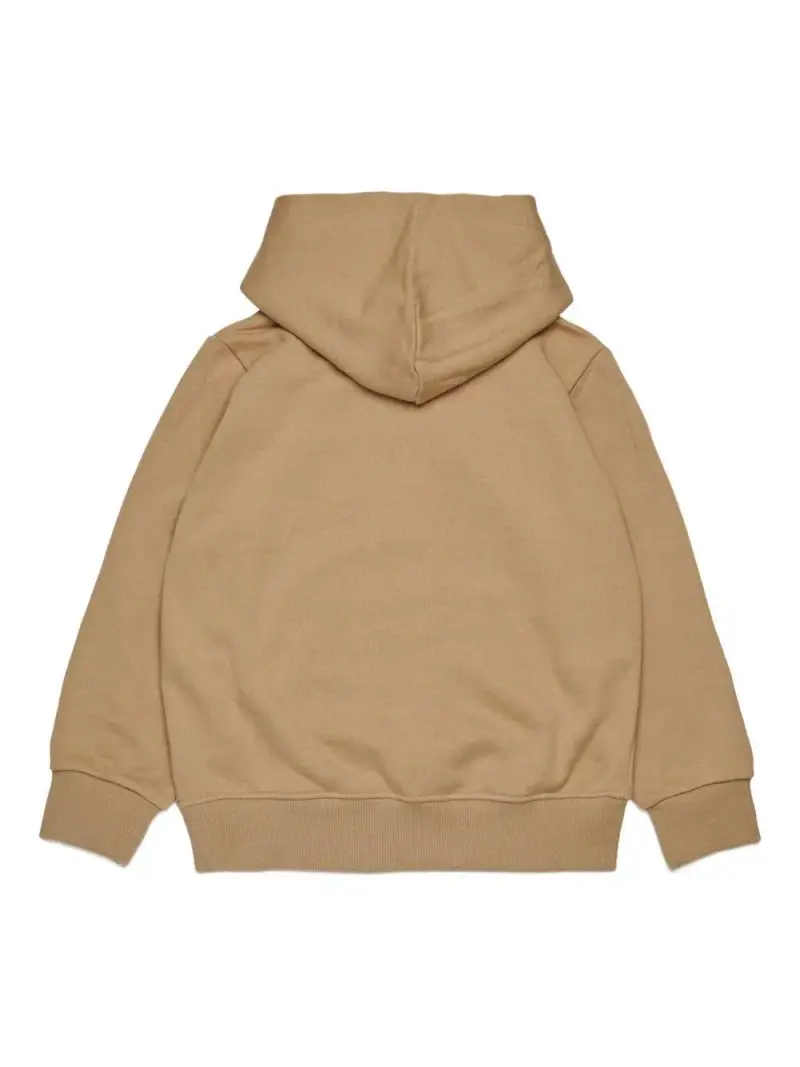 Felpa con Cappuccio e Logo Oval D Beige miniatura 2