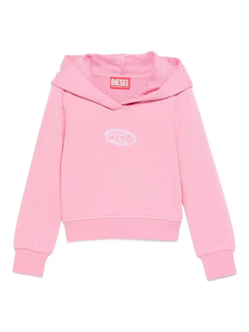 Felpa con Cappuccio e Logo Oval D Rosa